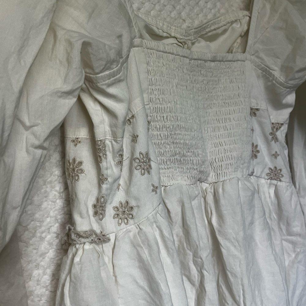 American Eagle Outfitters Womens Mini Dress Cream Embroidered Western Country - Picture 6 of 8